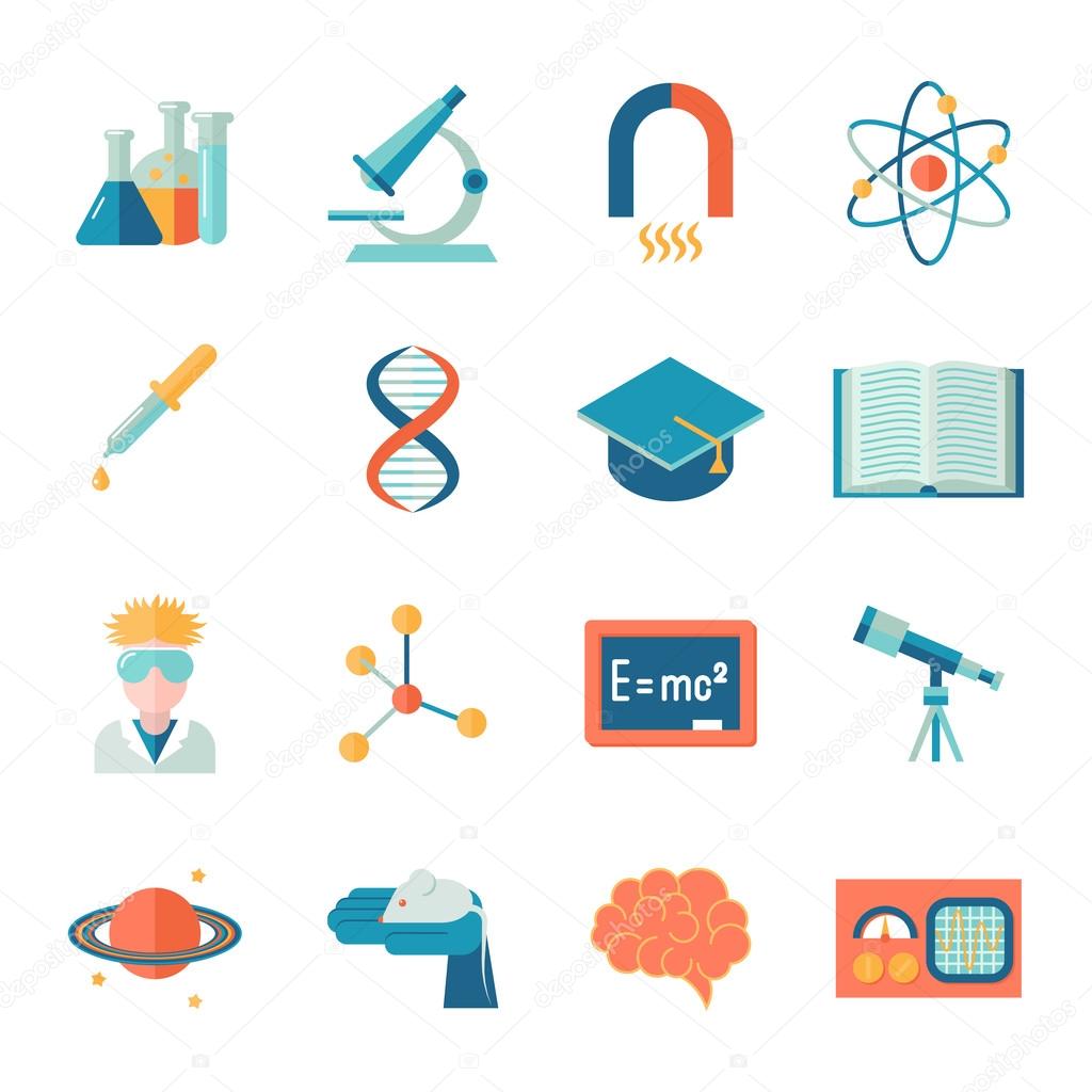 Science and research icon flat