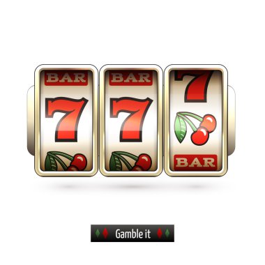 Realistic slot machine isolated clipart