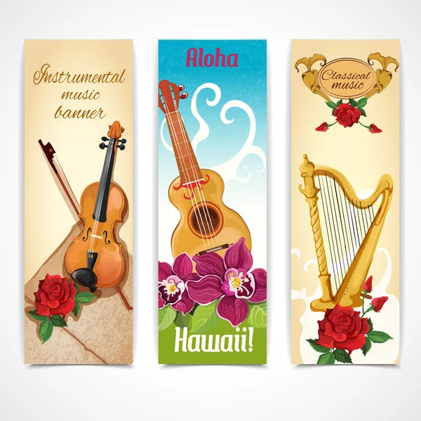 Muziek instrumenten banners — Stockvector