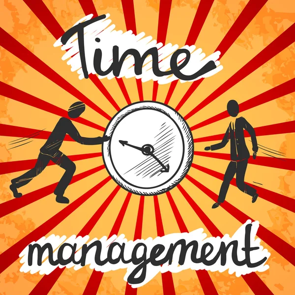 Bosquejo de póster de gestión del tiempo — Vector de stock