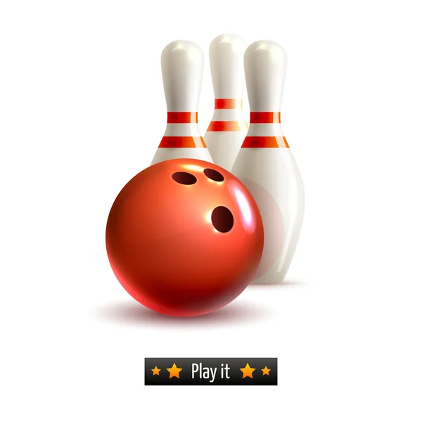 Bowling set isolato — Vettoriale Stock