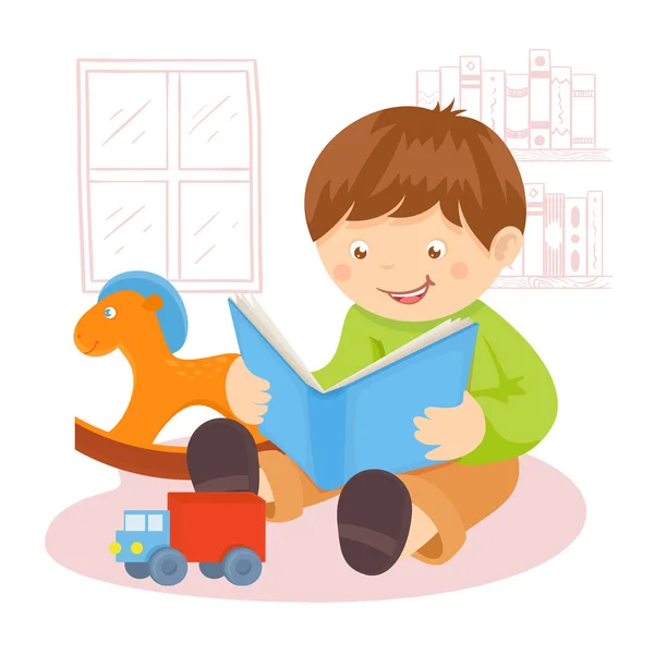 Boy reading book — Stock Vector