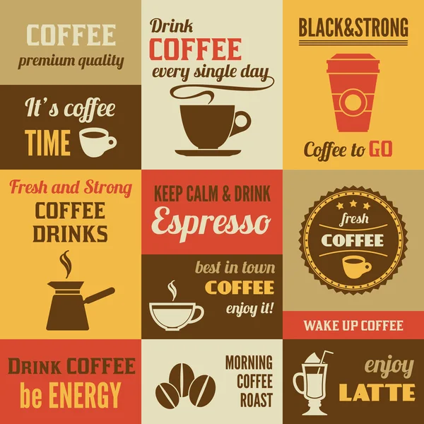 Coffee mini poster set — Stock Vector