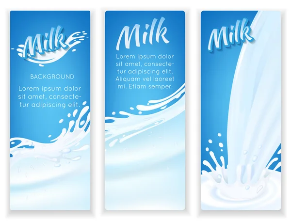 Melk splash banners — Stockvector