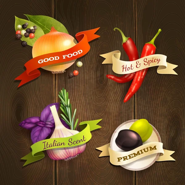 Herbs and spices badges set — Stock Illustration Herbs and spices badges set Royalty Free Stock Vectors