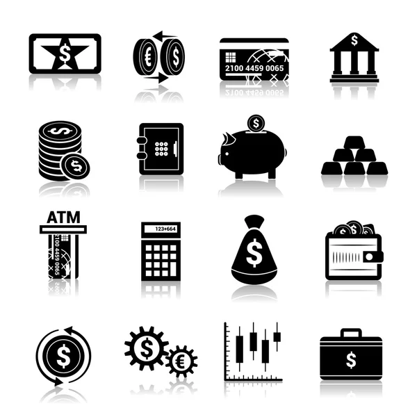 Money finance icons black — Stock Vector