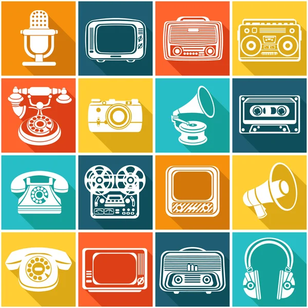 Retro media iconen — Stockvector