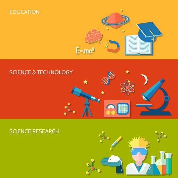 Banner de ciencia e investigación — Vector de stock