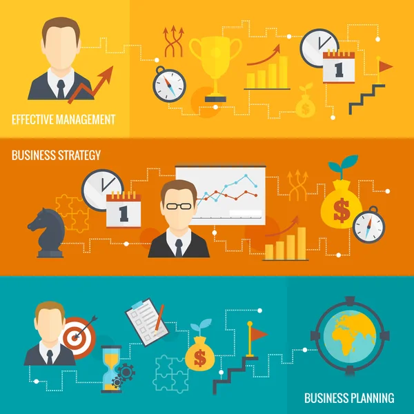 Business Strategy Planning Banner gesetzt — Stockvektor