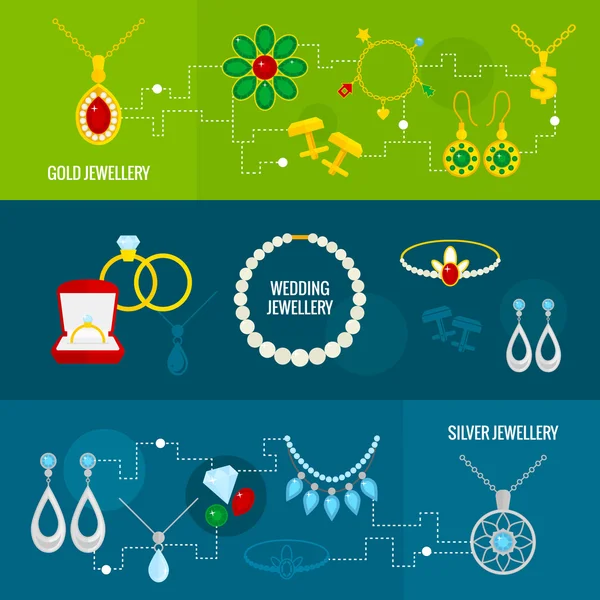 珠宝首饰横幅集 — 图库矢量图片