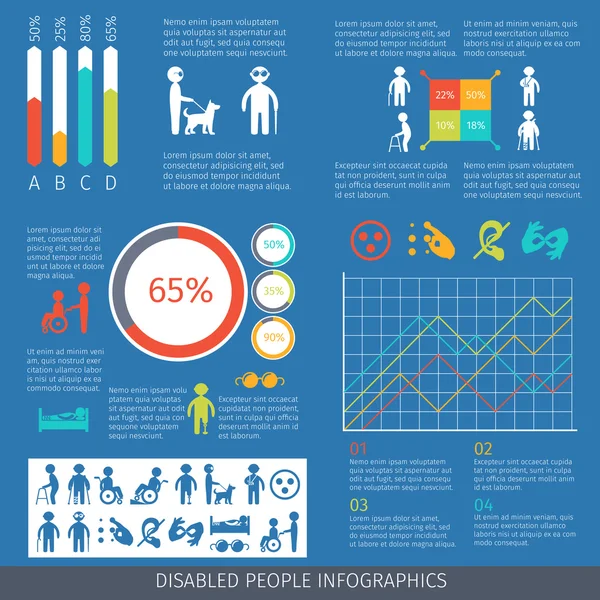 Infografía de personas con discapacidad — Archivo Imágenes Vectoriales