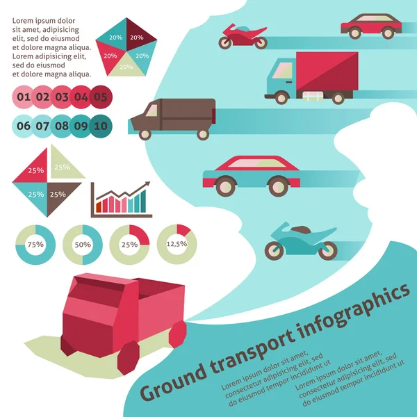 Pozemní přeprava infografika — Stockový vektor