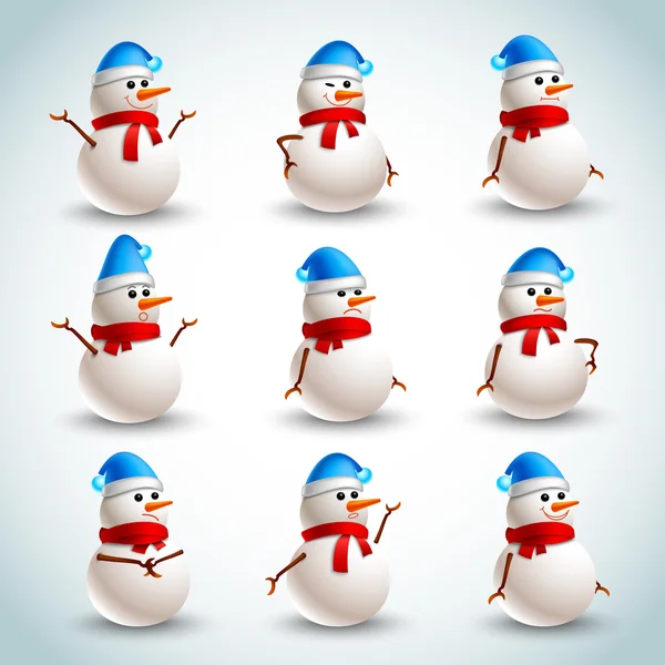 Snowman emociones conjunto — Vector de stock