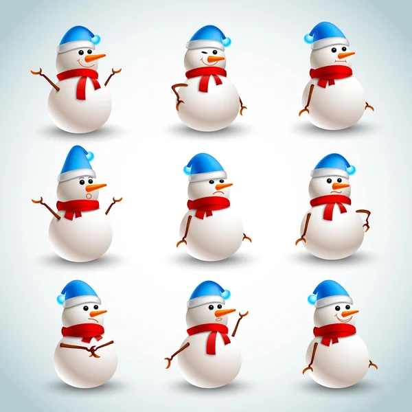 Snowman emoções definidas — Vetor de Stock