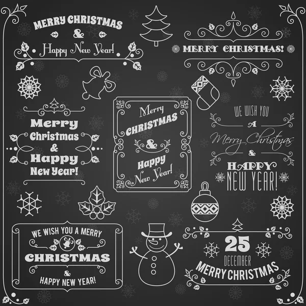 Christmas labels chalkboard set — Stock Vector