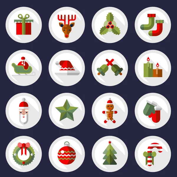 Kerstmis pictogrammen knoppen instellen — Stockvector