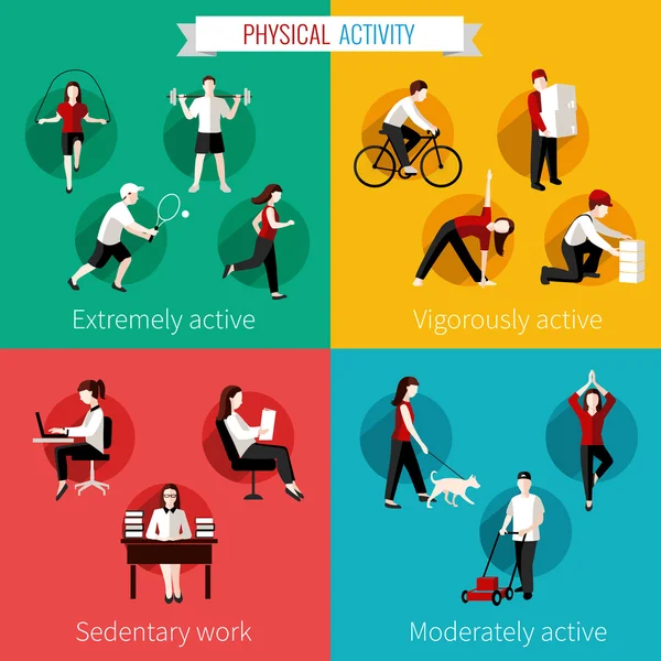 Set aktivitas fisik rata - Stok Vektor