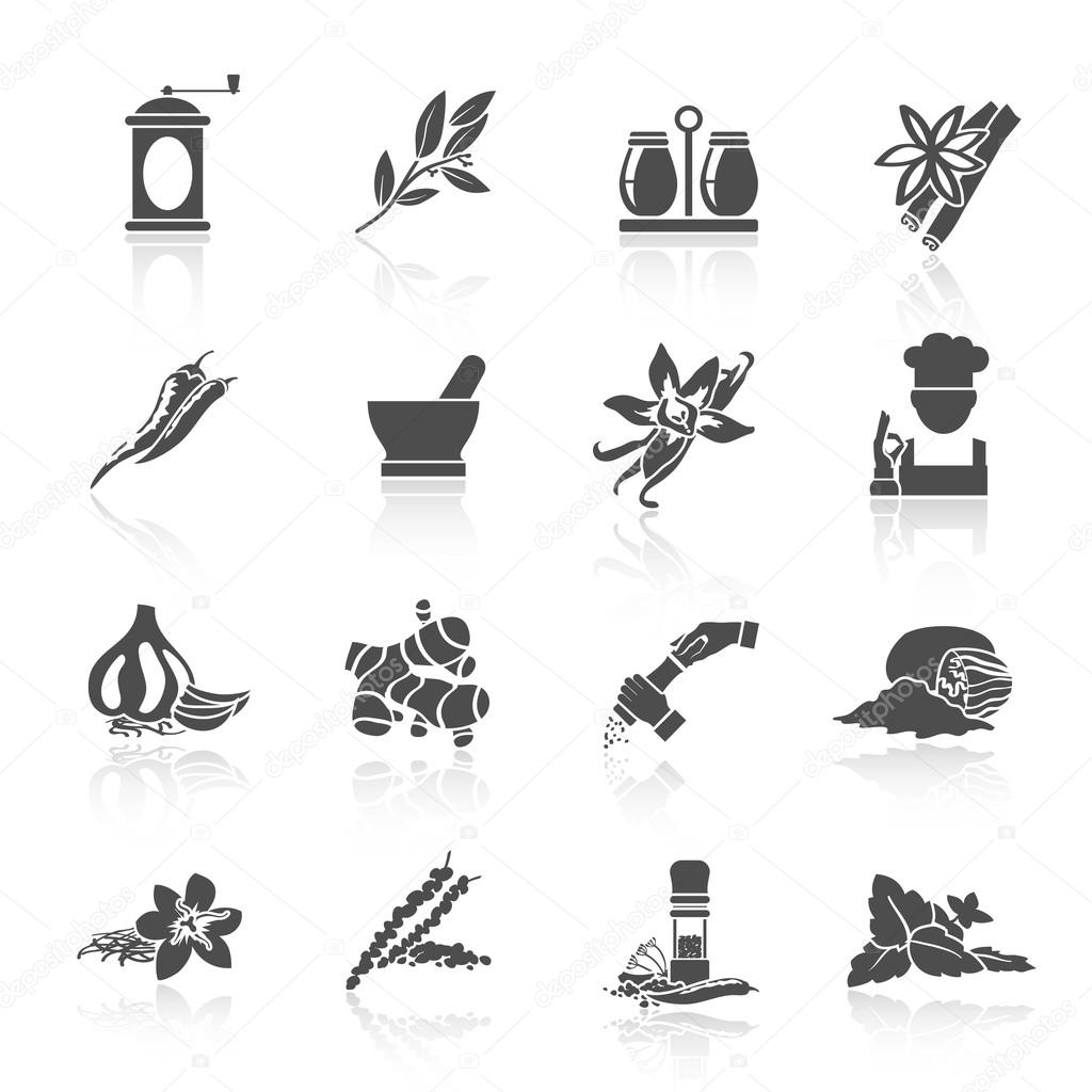 Spices Icons Black