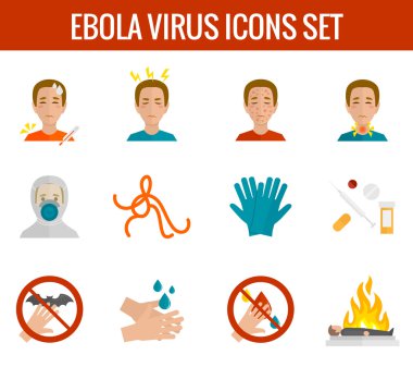 Ebola virus icons flat clipart