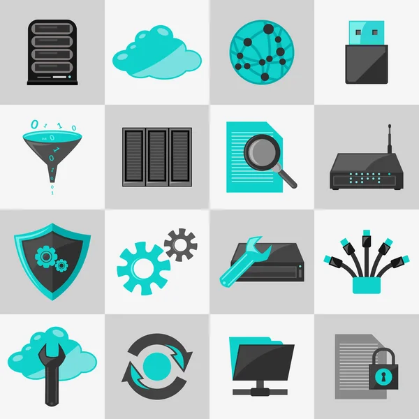 Database icons flat — Stock Vector