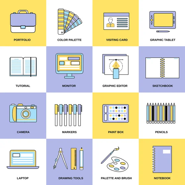 Diseño Iconos de línea plana — Vector de stock