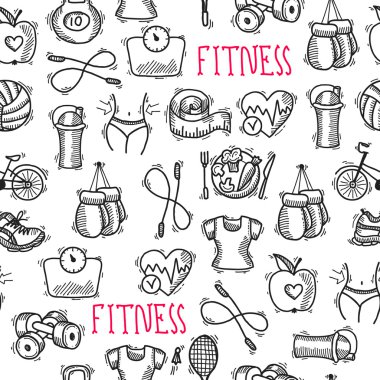 Fitness kroki siyah beyaz seamless modeli