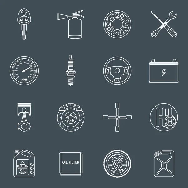 Car parts icons outline — Stock Vector
