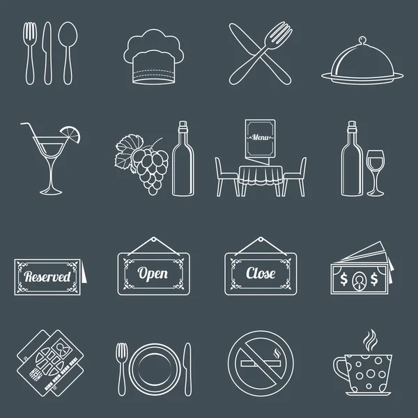 Icone del ristorante set schema — Vettoriale Stock