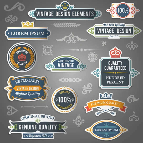 Stickers éléments design vintage — Image vectorielle