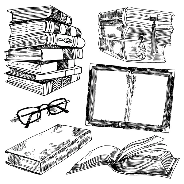 Set of books sketch — Stock Vector