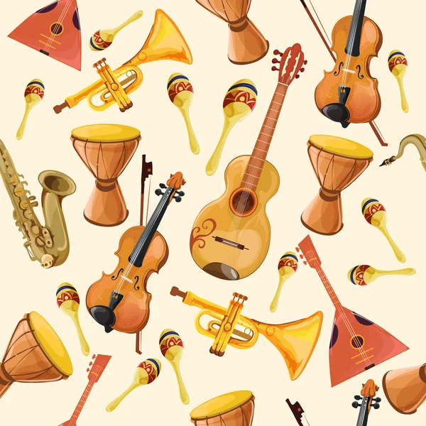 Бесшовный рисунок музыкальных инструментов — стоковый вектор