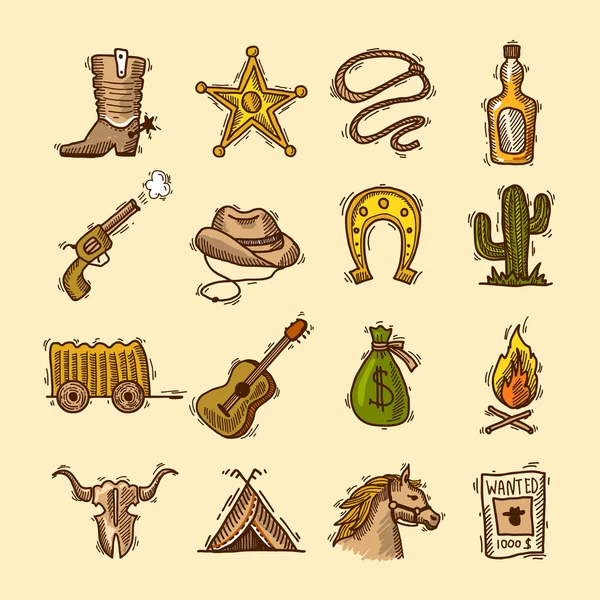 Wild west set — Stock Vector