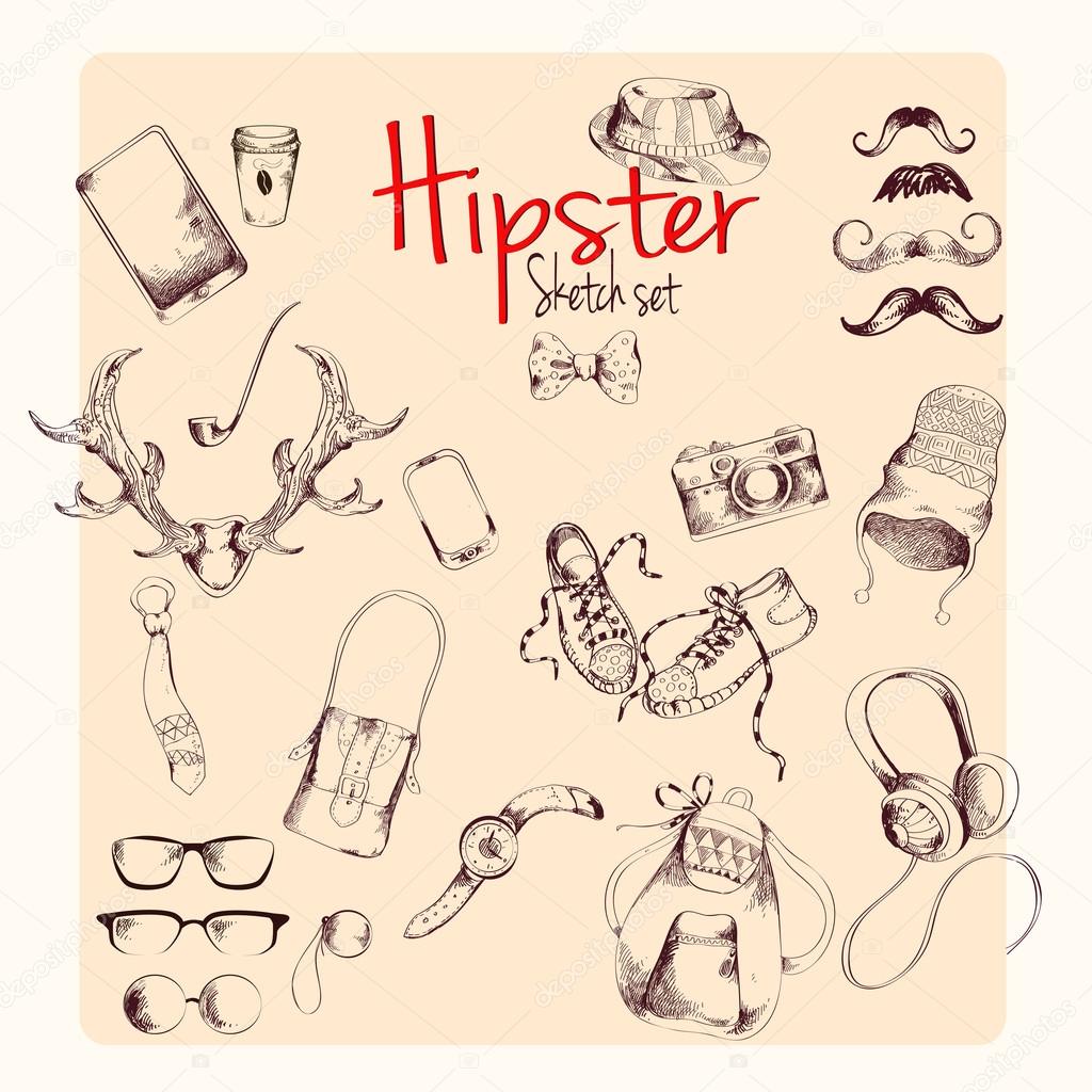 Hipster sketch set