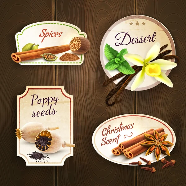 Spices badges set — Stock Vector