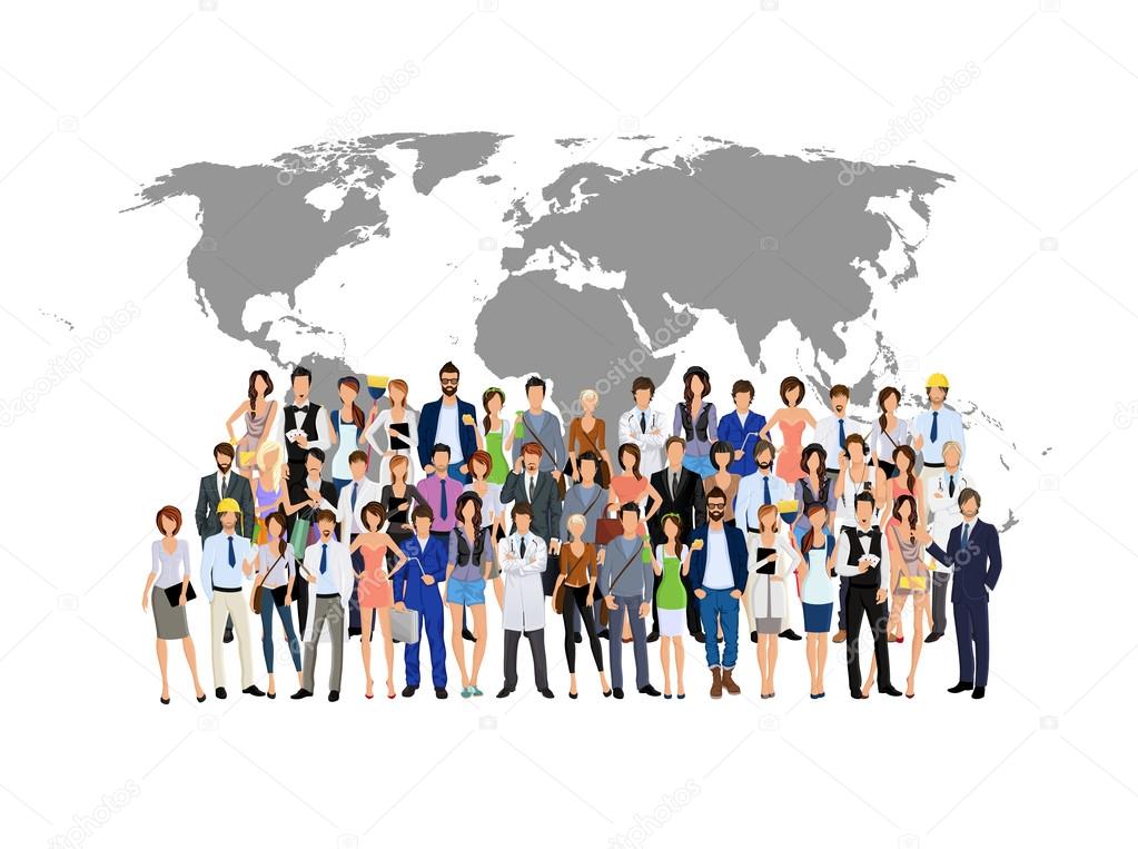 Group people world map