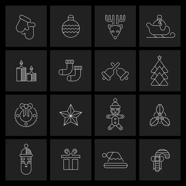 Iconos de Navidad conjunto esquema — Archivo Imágenes Vectoriales