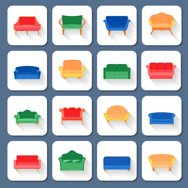 Sofa Icons Flat — Stock Vector