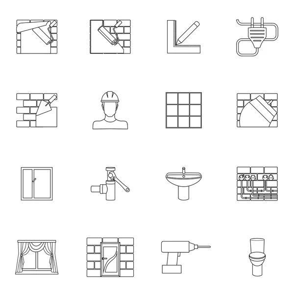 Home repair icons outline — Stock Vector