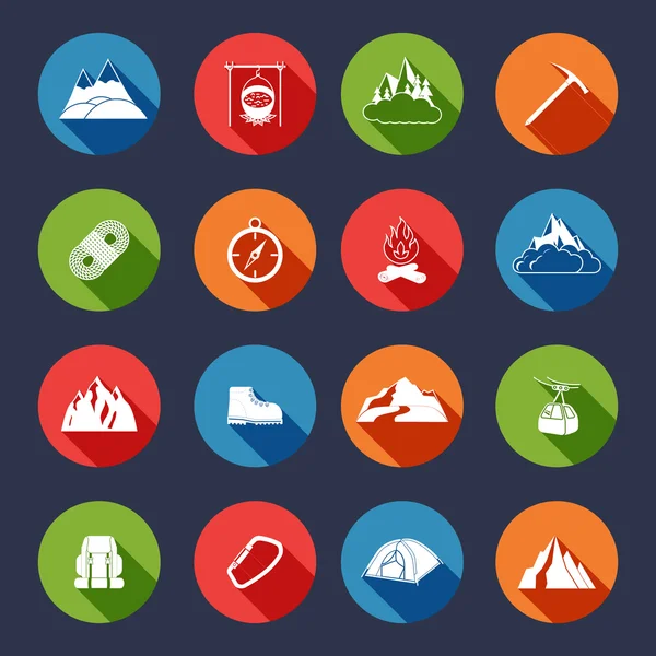 Mountain icons flat — Stock Vector