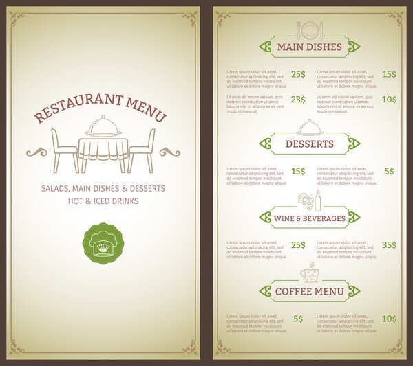 шаблон меню ресторана
