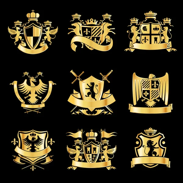 Emblèmes héraldiques dorés — Image vectorielle