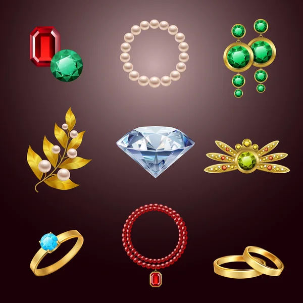 Jewelry realistic icons — Stock Vector