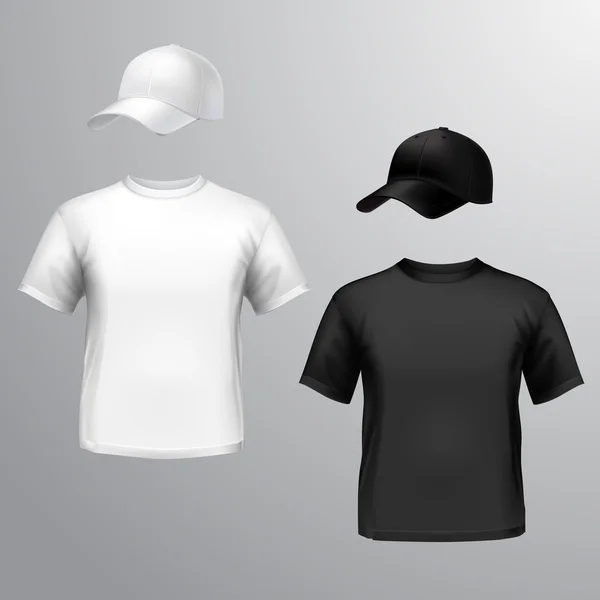 Hombres camiseta gorra de béisbol — Vector de stock