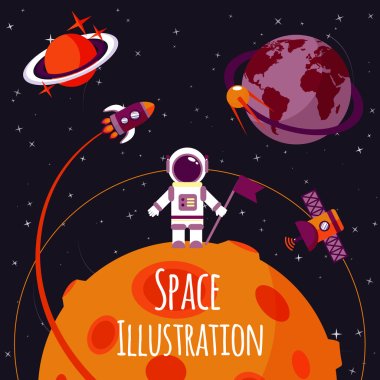 Space flat illustration clipart