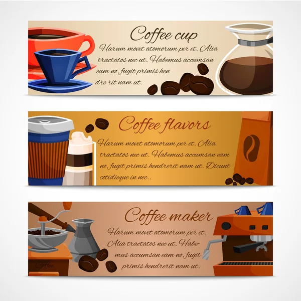 Conjunto de pancartas de café — Vector de stock