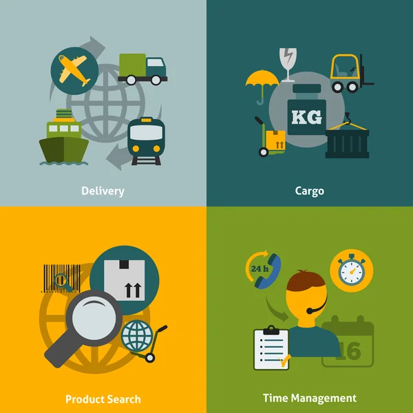 Logistique composition des icônes plates — Image vectorielle