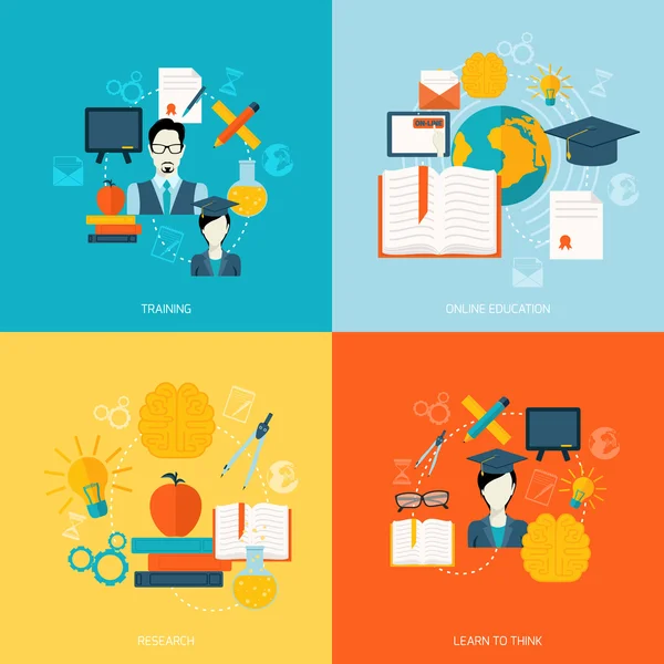 Education icons flat — Stock Vector