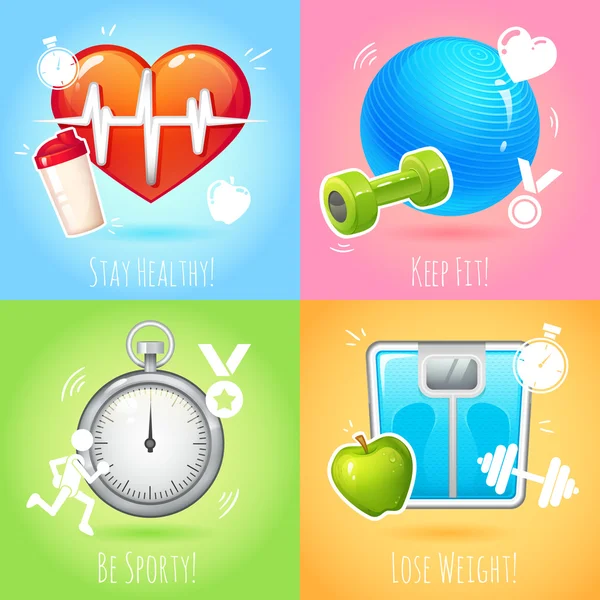 Set illustrazione stile di vita sano — Vettoriale Stock