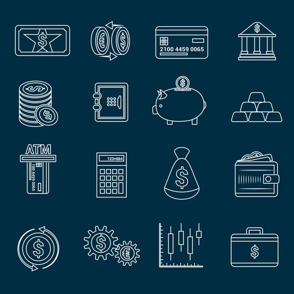Esquema de iconos de financiación de dinero — Archivo Imágenes Vectoriales