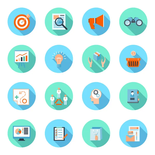 Marketeers flat icons set — Stockvector